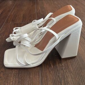 ASOS DESIGN Nara strappy block heeled sandals in white